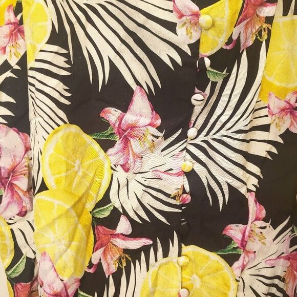 2/$25🆕️ Forever 21 Plus Size Black Pink Lemon Tropical Print Camisole Tank Top - Picture 6 of 8
